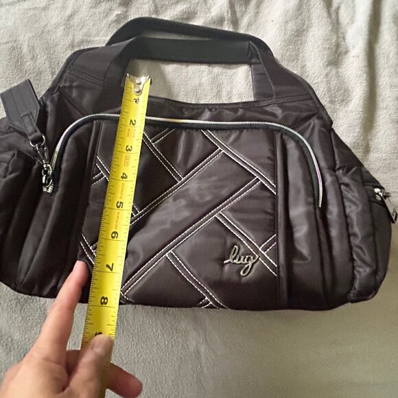 Lug Rumble Satchel with Crossbody Strap Black with Rainbow Stitching - Picture 10 of 13